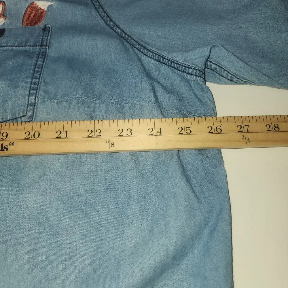 Torrid Shirt Fox In the Pocket Button Up‎ Chambray Denim Classic Fit - Picture 7 of 8